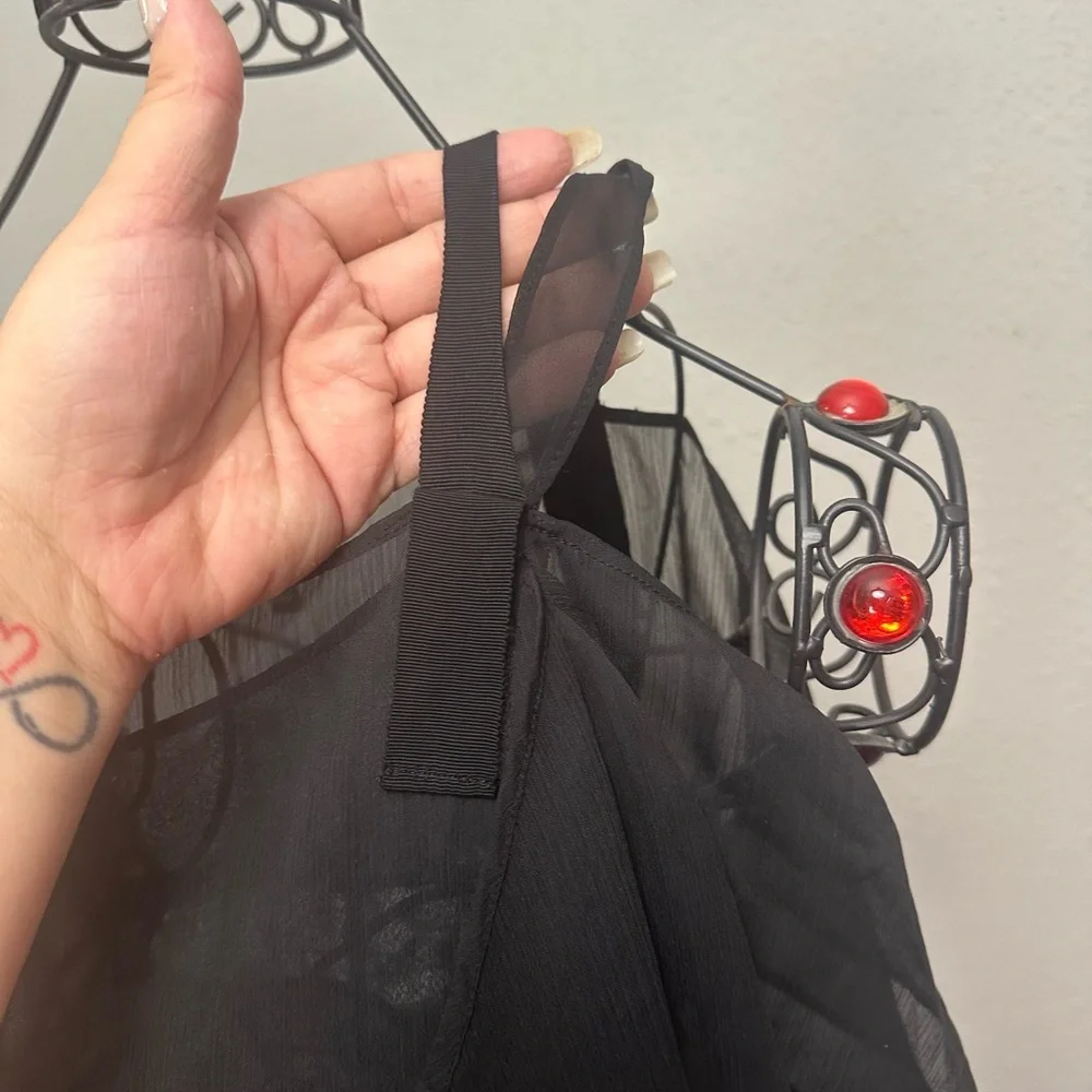 Jessica Simpson Black Sheer Ruffled Blouse - Picture 8 of 15